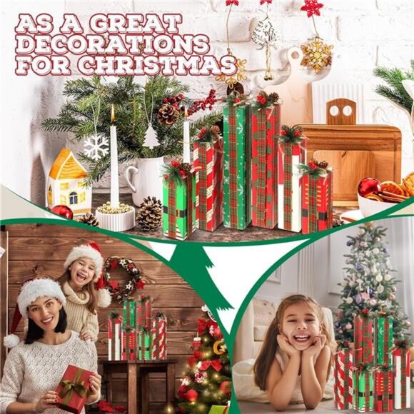 6 Pcs Christmas Table Centerpieces Decoration Farmhouse Wood Presents Decor - Picture 5 of 7